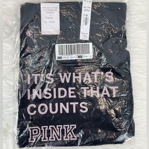 NWT Victoria's Secret PINK All Day Cotton Bling Foldover Flare Leggings, XXL - Picture 2 of 11